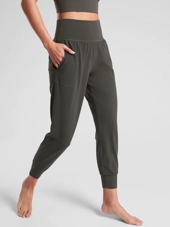 Athleta Pants - Athleta Cruise Jogger Powervita Black Olive Green Gray High Rise Athleisure S